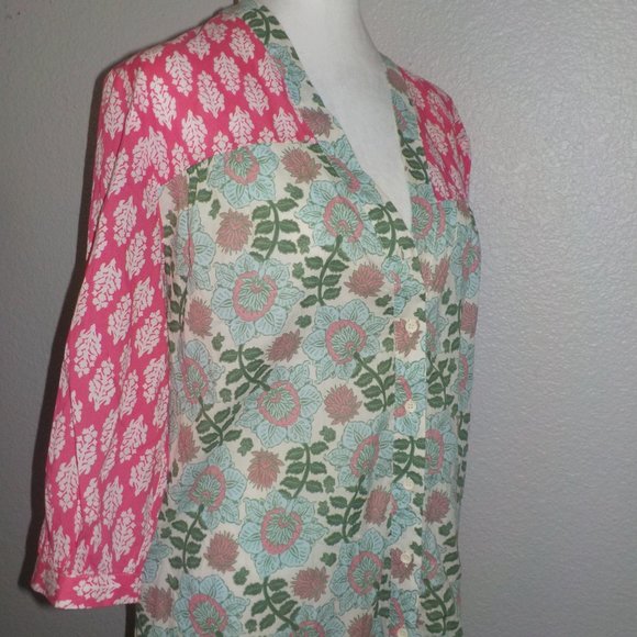 ZARA MS SZ LARGE MULTI-COLOR FLORAL MIXED PRINT BUTTON FRONT PALOMA MIDI DRESS - Picture 6 of 11